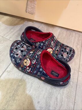 CROCS Navy Clog with Red Lining and Mickey Print